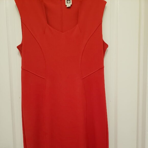 Red Sweetheart Neckline Fitted Anne Klein Knee length Dress size Large - Picture 8 of 10